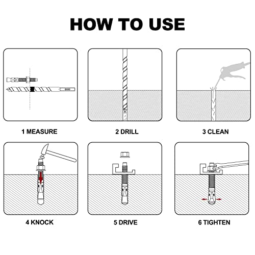 1/2 X 3-1/2'' Wedge Anchor, 1/2 Inch Diameter For Concrete, 25 Pcs Heavy Duty Zinc Plated Concrete Wall Anchor #TOP2