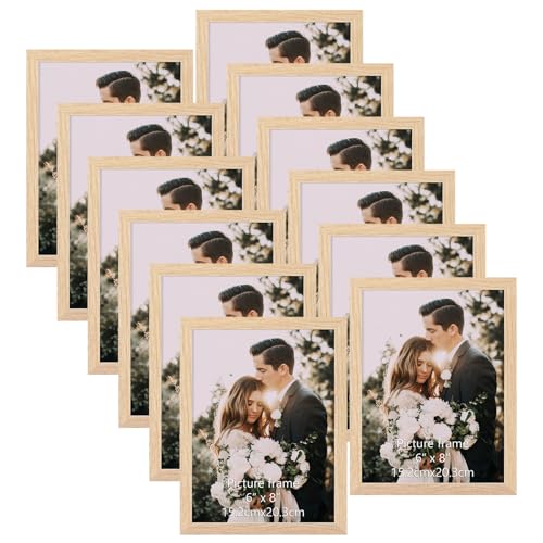 Giftgarden Juego de 12 Marco 15x20, Marcos para Cuadros de PVC Color Madera Ideal para Fotos, Pósters y Certificados, para Colgar en la Pared o Colocar Sobre una Mesa
