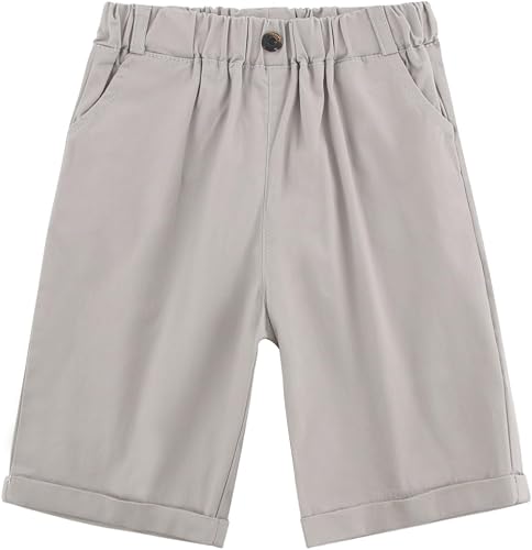 POBIDOBY Shorts for Boys, Boy's Pull on Uniform Jogger Shorts for Summer (US, Ag