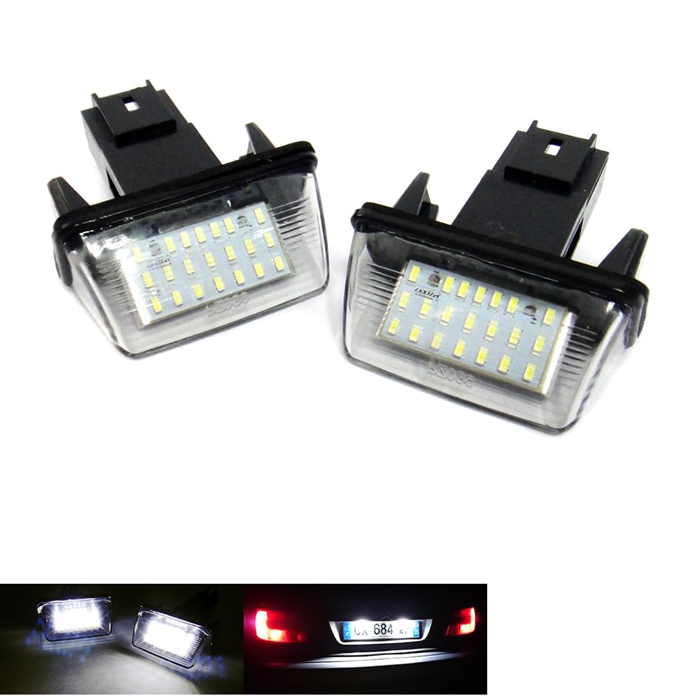 RZG Set di 2 illuminazioni per targa a LED bianche per Berlingo C3 Picasso C3 C4 Grand Picasso C5 DS4 Saxo Xsara Jumpy Dispatch III SpaceTourer Combo E Vivaro C Zafira Life