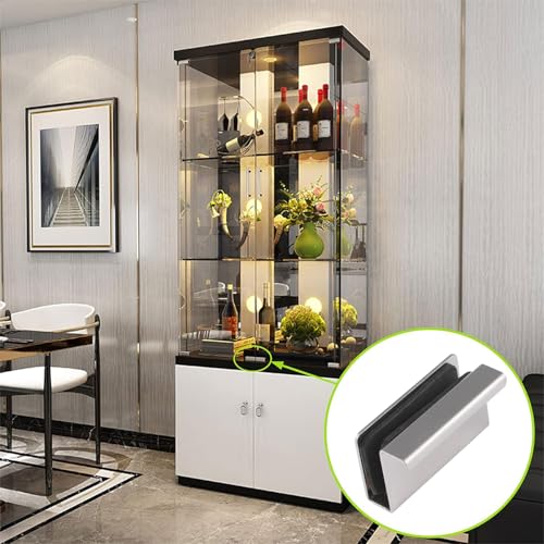 Image of 8Pcs Glass Finger Edge Pull Cabinet Finger Pull Handle Glass Door Clips Cabinet Latch Clamp Concealed Handle for Display Glasscase Door (Pearl Nickel)
