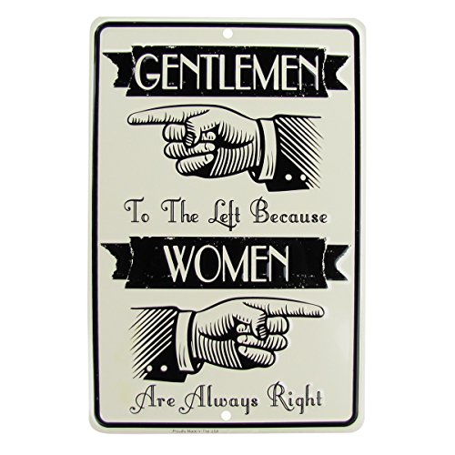 TG,LLC Treasure Gurus Men Left Women Always Right Funny Metal Restroom Sign Novelty Bathroom Wall Decor