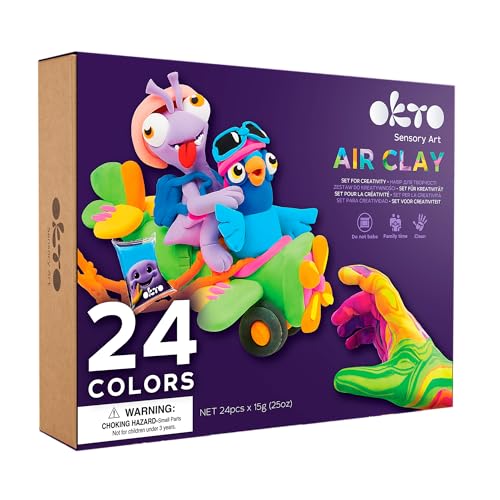 Okto Air Dry Clay Craft Set for Kids, 24 different colors
