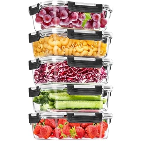 Skroam 5-Pack Glass Food Storage Containers Cover