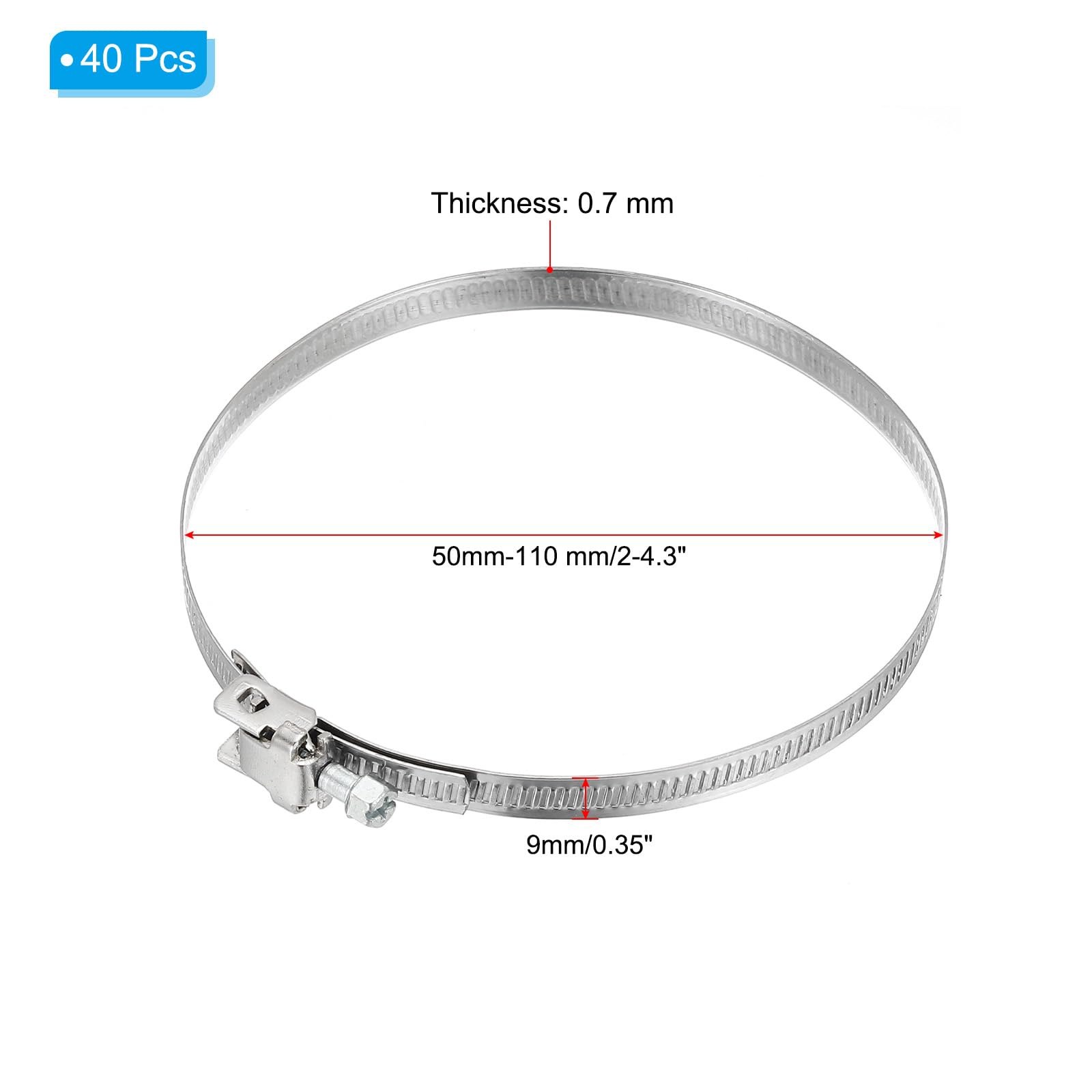 PATIKIL Abrazadera Ajustable Para Manguera De 4 Pulgadas 40 Piezas Abrazadera De Conducto De Aire De Acero Inoxidable Abrazaderas Para Manguera Con Accionamiento Por Tornillo