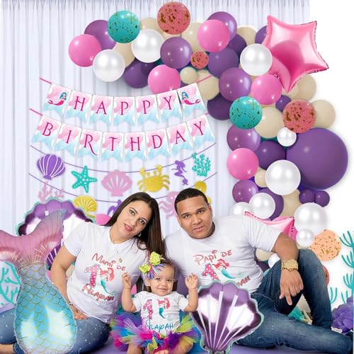 Image of Party Propz Mermaid Theme Birthday Decorations - Large 68Pcs, Birthday Decoration Items For Girl, Mermaid Foil Balloon, Happy birthday Decoration Kit ,Mermaids Balloons for birthdays