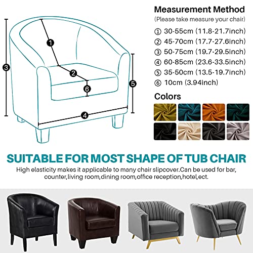 Mingfuxin 2 Pieces Tub Chair Covers,Upgraded 2 IN 1 Design Stretch Velvet Armchair Sofa Slipcover with Cushion Cover - Image 3