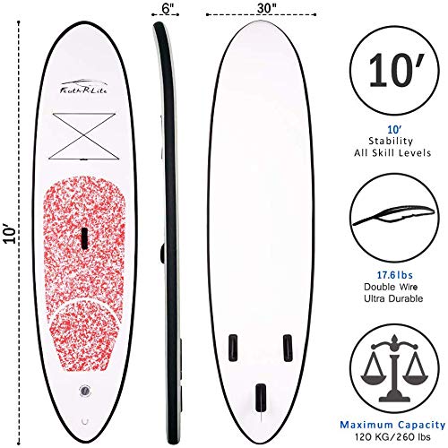 FEATH-R-LITE Inflatable 10\'×30\"×6\" Ultra-Light (17.6lbs) SUP for All Skill Levels Everything Included with Stand Up Paddle Board, Adj Paddle, Pump, ISUP Travel Backpack, Leash, Waterproof Bag - Thumbnail 2