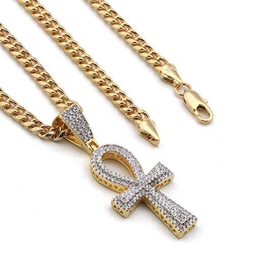 Pendentif diamant de laboratoire or véritable et chaîne cubaine Miami