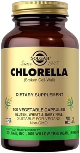 Solgar Chlorella - 100 cápsulas vegetales - Máxima absorción - Sin OMG, vegano, sin gluten, Kosher - 100 porciones