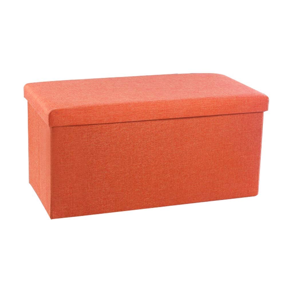 Tabouret de rangement orange pouf pliant pour gain de place salon