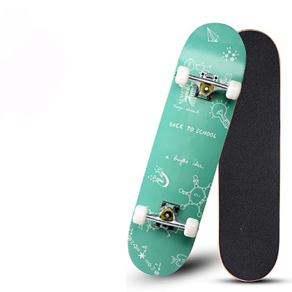 Skateboard Completo, Maple Wood Tabla de monopatín Carga 220 LB, PU Alta Velocidad Mute Rueda+ABEC-7Rodamientos 30 * 8in, para Adultos y niños,
