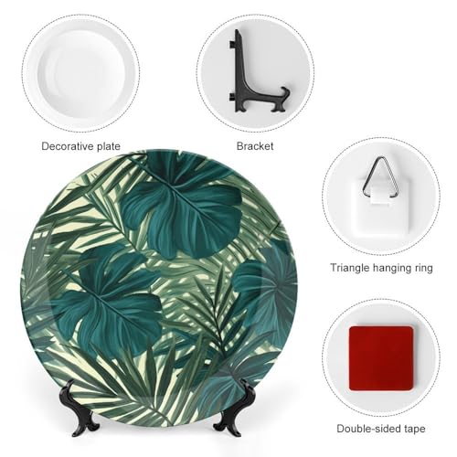 Plato decorativo de porcelana tropical hoja palma 6 pulg miniatura 3