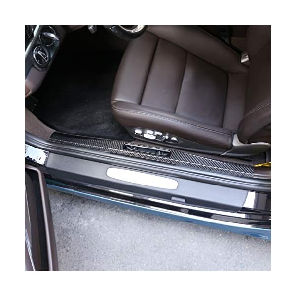 Real Carbon Fiber Car Door Sill Scuff Threshold Protector Plate Cover Interior Trim Accessories 2pcs for Porsche 718 911 MACAN 2016 2017 2018 2019 (Bright) - Image 5