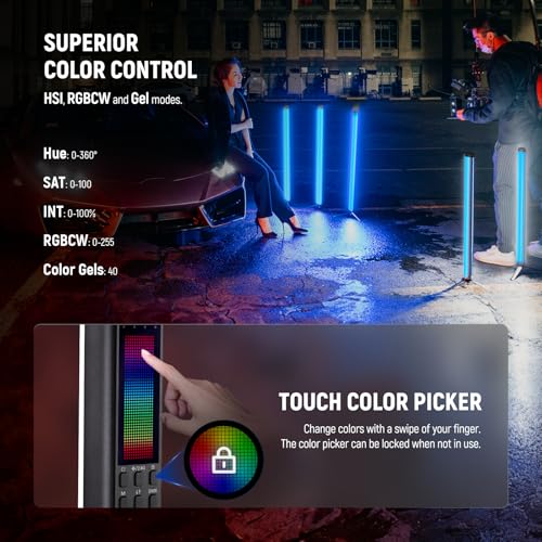 Image of NEEWER TL60 RGB Tube Light, 20W Full Color RGBWW LED Video Lighting Wand Stick for Studio Photography Recording Streaming, APP /2.4G /DMX Control, 7 Pixel Effects 18 Scenes, 2500-10000K CRI97+ TLCI98+