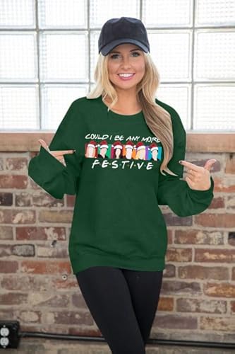 FASHGL Moletom feminino de Natal com estampa de desenhos animados engraçados, camiseta de manga comp