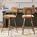 MALOL 26“ Swivel Bar Stools Set of 4, Mid Century PU Leather Counter Height Bar Chairs with Low Back and Metal Legs, Modern Bar Stool Chair for Kitchen Island, Brown