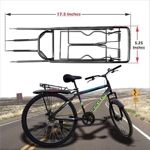 Image of De Venta High Strength Bicycle Carrier Rack for 26-Inch Bikes | Iron Rear Rack with 45kg Load Capacity | Weather-Resistant Black Finish | Fits Ranger, BMX & Mountain Bikes | Easy Installation.
