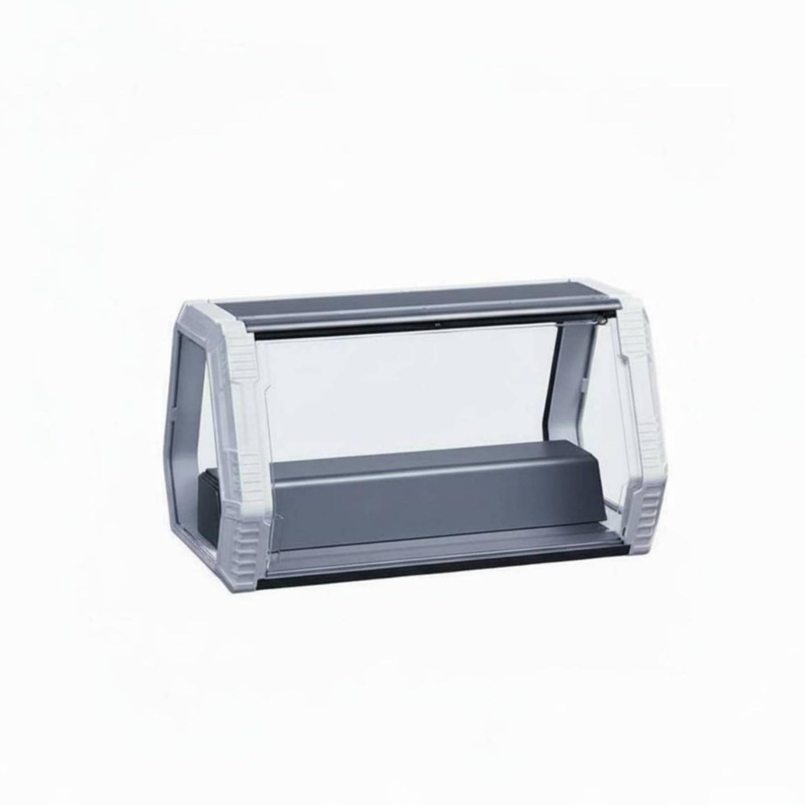 Vitrine Figurinen Vitrine Vitrinenkasten Sammlervitrine Schaukasten mit Einstellbarem LED Licht Weiß Und Grad Sicht Staubschutz für Schreibtisch , Schwarz , Stufenbasis
