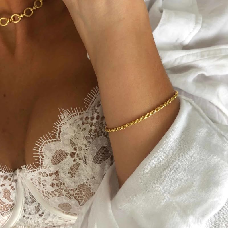 Miniatura 3 de Waitsoul SparklingRopeBox Bracelet for Women Men 2mm 2.5mm 3mm 5mm Diamond-Cut SilverGold SparklingBoxRope Chain Bracelet for Gril 6.577.588.59 Inch