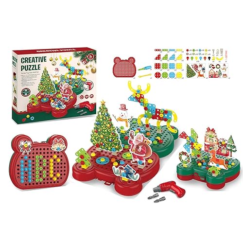 Conjunto de broca e parafuso infantil | Conjunto de brinquedos temáticos de Natal com furadeira,Brin