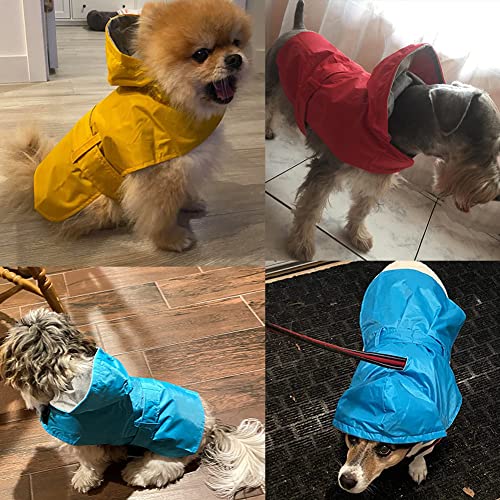 Becnbeau Dog Raincoat Waterproof Pet Clothes Rain Jacket Poncho Rainwear Hooded Double Layer Cotton Lining Leash Hole Adjustable Small Medium Dogs,Blue,L #TOP1
