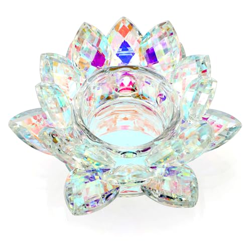 OwnMy Crystal Lotus Flower Tealight Holder Lotus Petal Votive Candle Holder