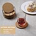 8 Pcs Drink Coasters with Holder, Thicker Cork Coasters for Drinks Absorbent for Coffee Table Wooden Coaster Set Tabletop Protection Cup Mat Bar Kitchen Living Room House Home Decor Housewarming Gift