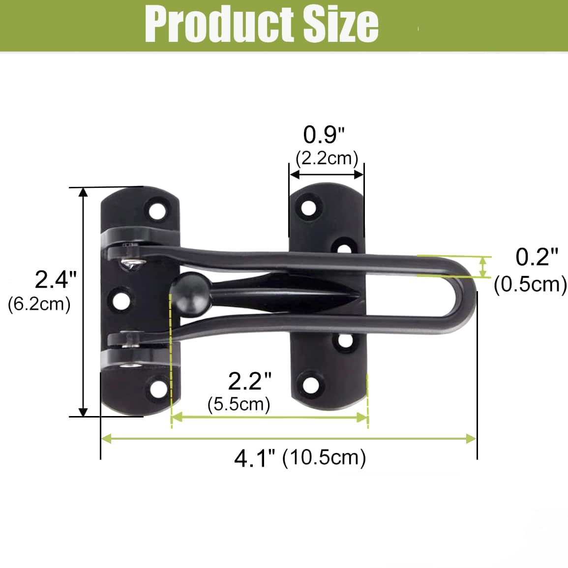 Porta Catena Serratura per Porta Anteriore, Serratura di Sicurezza Domestica, Acciaio Inox Swing Bar Porta Guard Serratura, Sicurezza Porta Scorrevole Bolt Catena Serratura (Nero)