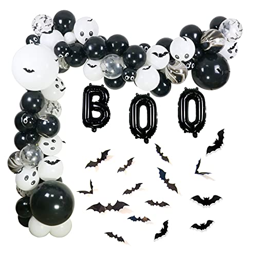 123 Pcs Halloween Balloon Arch Garland Kit, 18" 12" 5" Black Whit...