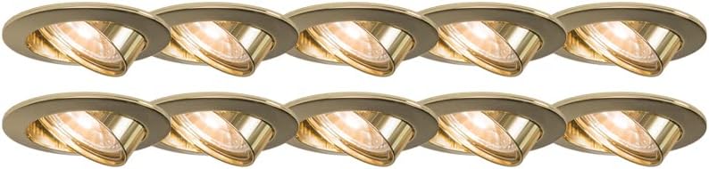 QAZQA edu led - Spot encastrable - 10 pièces - Ø 8.2 cm - Doré/La...