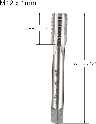 Miniatura 2 de uxcell Métrico Machinist Repair DIY Tool M12 x 0.039 in H2 de alta velocidad 4 flautas rectas roscado roscado