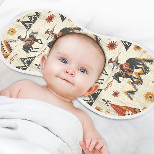 Image of Muslin Baby Burp Cloths Set of 4, Soft Absorbent Desert Cowboy Horseback Riding Muslin Washcloths, Bibs, Face Towel for Newborn Boys Girls, 22 x 11 Inch