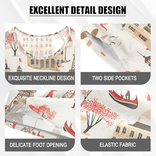 ALAZA Paris Eiffel Tower Castle Tree Pajamas Set Short Sleeve Cotton Sleepwear Summer Pjs 2 Piece 5-14Y4