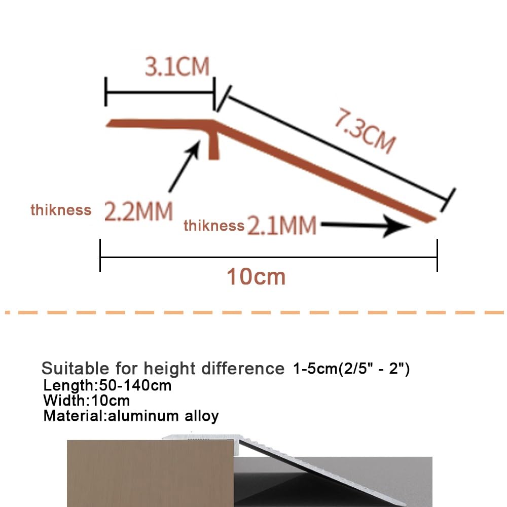 120cm Rampe De Seuil En Aluminium Réducteur De Bande De Transition De Sol, Profilé De Transition, Compensation De Hauteur Pour Stratifiés Au Carrelage(Purple Gold,L130cm/51in)