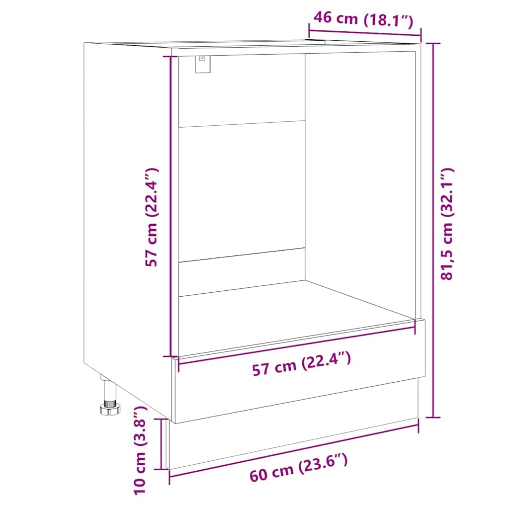 vidaXL Mobile per Forno Rovere Sonoma 60x46x81,5 cm Legno Multistrato, armadietto forno, scaffale portaoggetti, portaoggetti, mobiletto forno