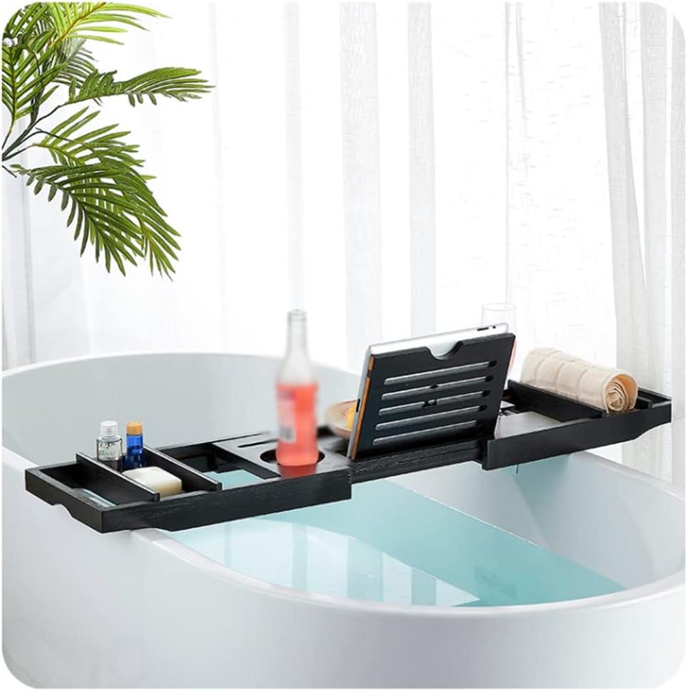 Adjustable Home Spa Wooden Bath Tray Bathtub Caddy Organizer Rack Bathroom Accessories Bathtub Rack Stand Holder(D)