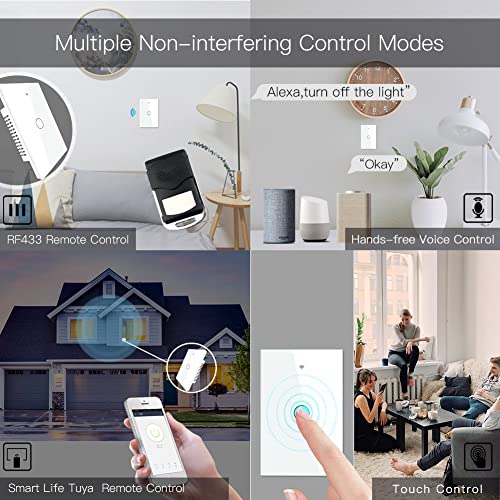 Moes MS-1LW-N-110 Touch Wall Single Live Wire Smart Switch,No Neutral Wire Needed thumb #2