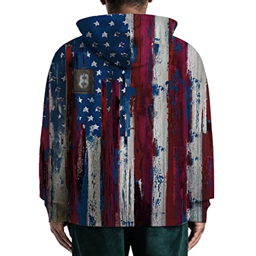 Taamlou Men's Fashion Trend Old Element Patriotic American Flag Pattern Long Sleeve Printed Sweatshirt(Xl,Wsm02401Gc) #TOP1
