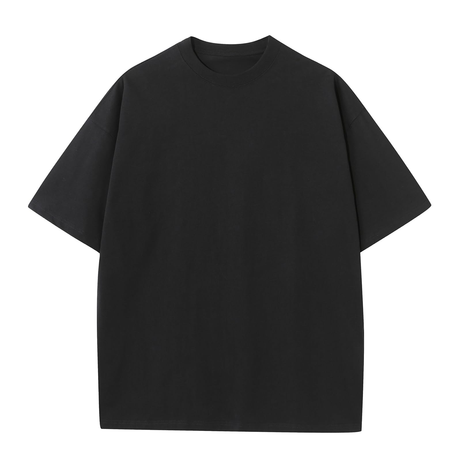 KEEPSHOWING Mens Cotton T-Shirts Oversized Unisex Short Sleeve Crew Neck Loose Basic Tops Solid Athletic Tee
