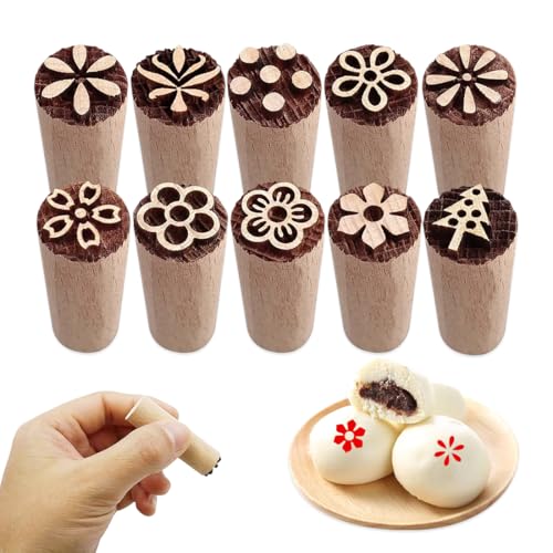 ZORVYN 10 Timbri in Legno Multifunzionali per Ceramica, Artigianato, Modellazione, Scrapbooking, Pasticceria, Impasto, Biscotti e Pittura (5 x 1,5 cm)