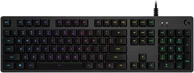 Logitech G512 Teclado Gaming Mecánico, RGB LIGHTSYNC, Teclas retroiluminadas, GX-Táctil marrón, Aleación de Aluminio, Teclas F Personalizables, Paso de USB, Disposición QWERTY PT – Carbón/Negro