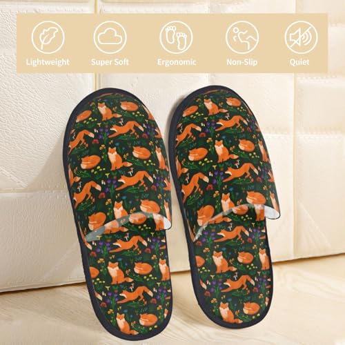 Cute Little Foxes Print House Slippers For Women And Men,Soft Slippers With Memory Foam,Non-Slip Indoor Home Shoes2