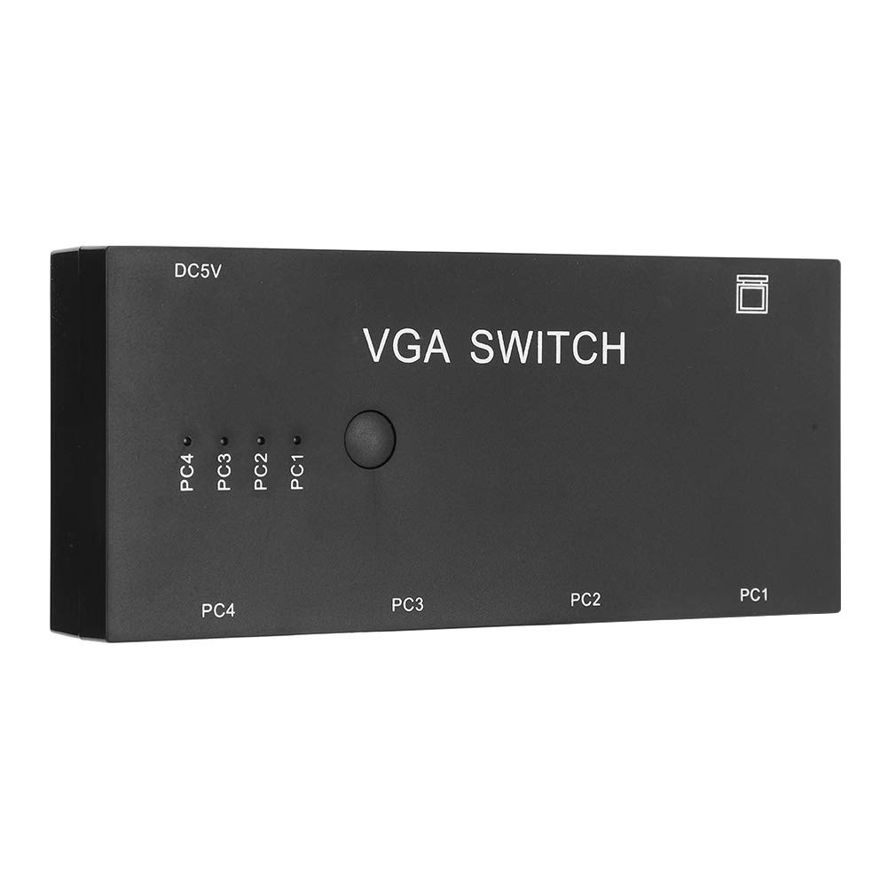 ASHATA VGA Switch de 4 Puertos VGA Splitter 4-in 1-out Video Converter Switcher Accesorio de Computadora 1920 X 1080 para Pantalla HD VGA y Video Metal Splitter Amplificador para PC con Pantalla LCD