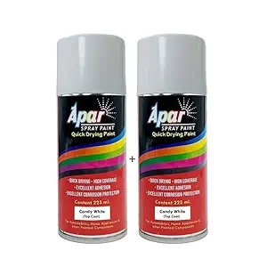 APAR Automotive Spray Paint Candy White (RC Colour Name) Compatible for Volkswagen Polo, Virtus, Vento and Taigun Cars-225 ml (Pack of 2-Pcs)