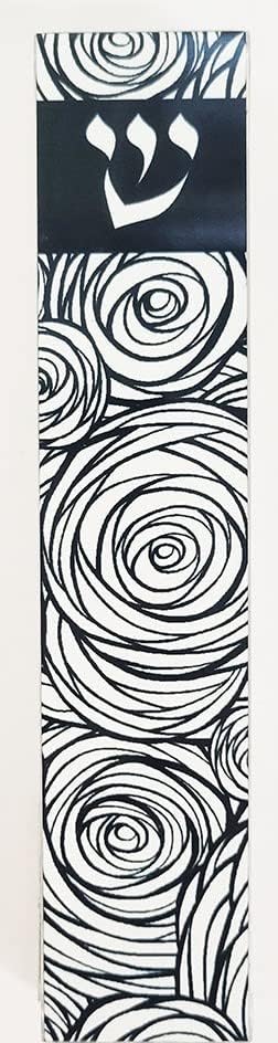 R&L Aluminum and Lucite Mezuzah with Rose Motif 5.5"