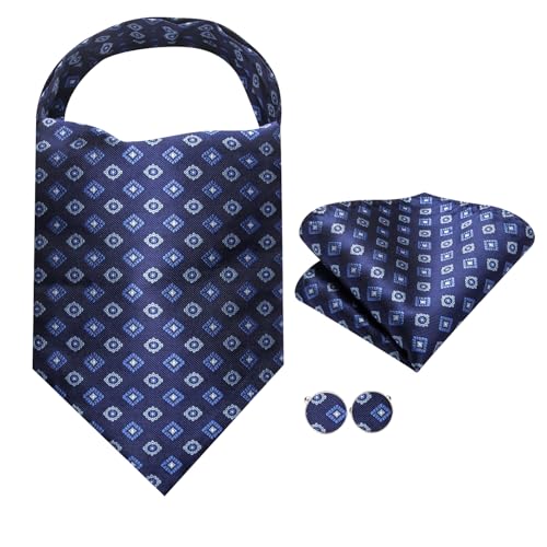 Image of Dubulle Paisley Floral Ascot for Men Self Tie Mens Cravat and Pocket Square Cufflinks Wedding