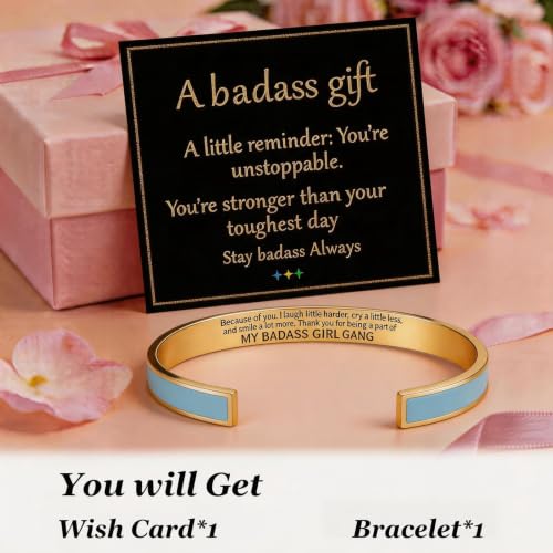 72ore Badass Bracelet Gift for Women Stainless Steel Engarved Cuff Bracelet Motivational Bracelets Badass Gang Inspirational Gifts Best Friend Friendship Jewelry Gifts by 72ore - Used condition - Image 2