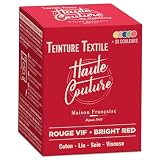 tissus haute couture paris pas cher 🌈 Couleur Rouge Vif - Réinventez vos vêtements, textiles et linge de maison grâce à la teinture textile Haute Couture. Un résultat riche et durable qui ajoute de l'élégance et du caractère à tous vos projets de teinture vêtement. Convient pour les textiles coton, lin, soie, viscose, jute et les mélanges contenant plus de 50% de ces fibres. Polyester et acrylique ne se teignent pas.