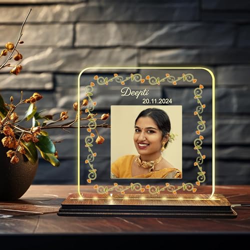 Image of Brown Cloud Personalized Name Photo LED Night Lamp Customized Gift for Men Women Husband Wife Girlfriend Boyfriend Birthday Marriage Anniversary Festivals Decoration(LED USB NL AO 001)(D5)